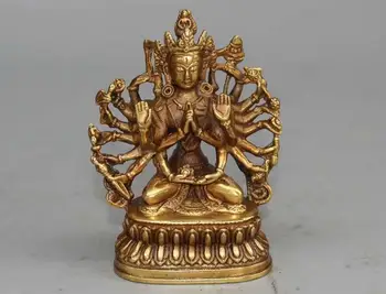 

China Tibetan Buddhism brass Eighteen hands Town house to avoid evil Decoration