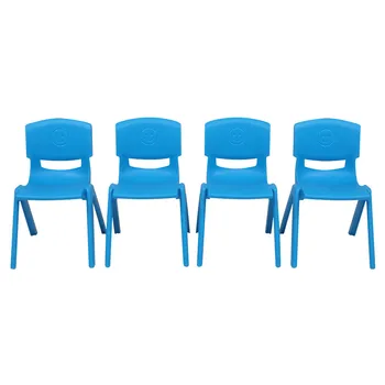 

4-piece Plastic Chairs Foldable Living Room Balcony Seating With Backrest Light Blue Simplistic Home Furniture 31 X 31x 44 cm