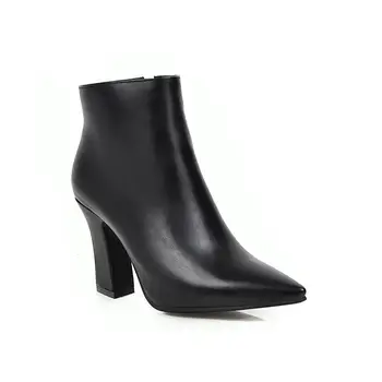 

2019 autumn and winter new style with fine pointed high heels Martin boots white boots leather boots Women's boots spring wedgie