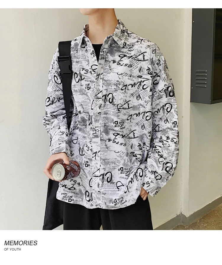 Privathinker Мужская и женская рубашка с длинным рукавом и буквенным принтом, мужская повседневная Корейская уличная рубашка в стиле хип-хоп, мужские осенние Рубашки