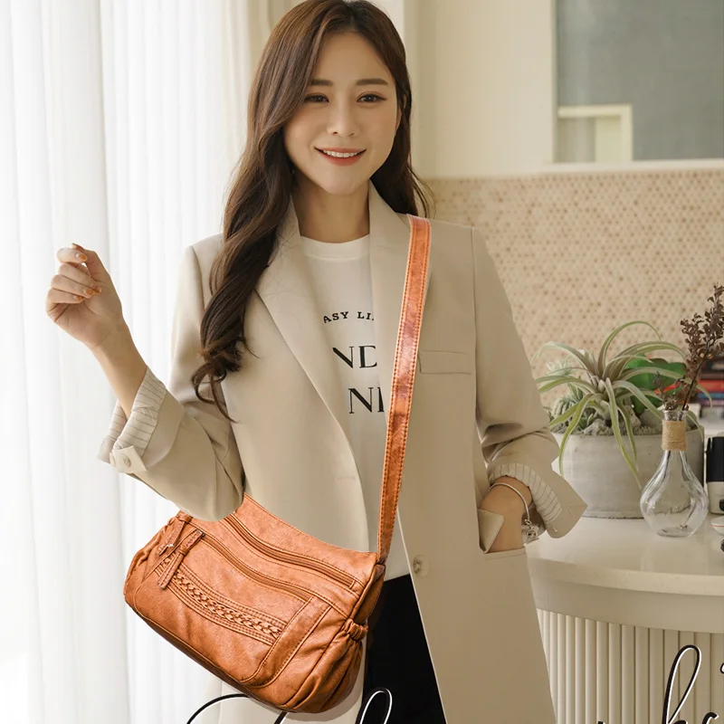 Annmouler Designer Women Shoulder Bags Luxury Soft Crossbody Bags Pu Leather Brown Messenger Vintage Female Purse Bag