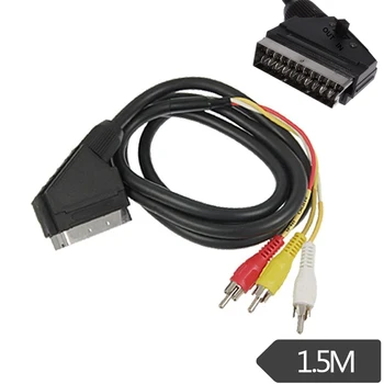 

1.5M EU Standard scart line 21pin SCART TO 3 RCA PHONO AUDIO/VIDEO CABLE WITH SWITCH
