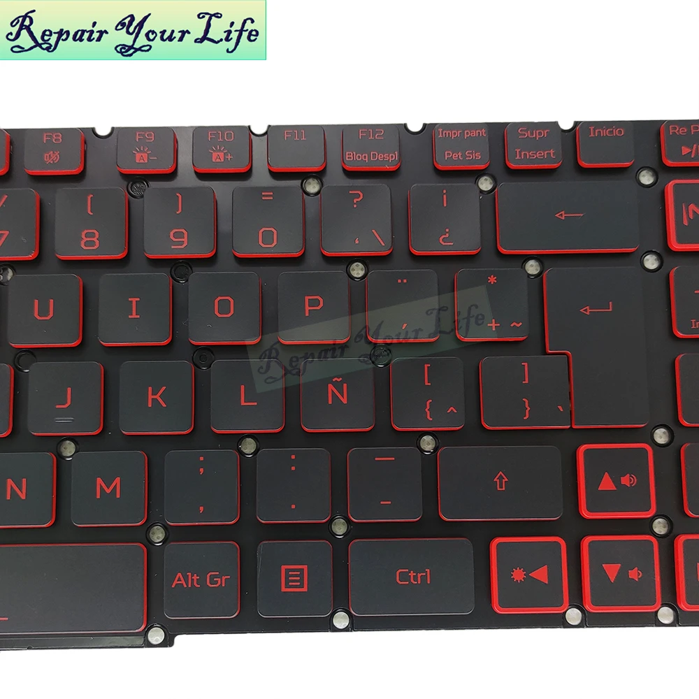 Teclado Retroiluminado para Acer Nitro Francês Azerty la Teclados Latinos Espanhóis Teclas Vermelhas sp es An515 54 557h An71551 Lg5p-n90brl - Imagem 2