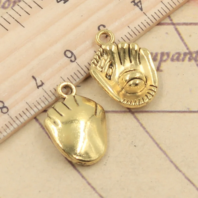10pcs 3 색 매력 야구 장갑 20x14mm 티벳 청동 실버 컬러 펜던트 골동품 보석 만들기 DIY 수제 공예