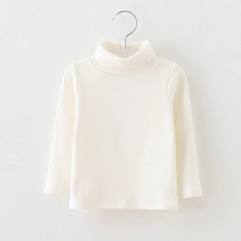 Baby Girls Long Sleeved High Neck T-shirt Basic Cotton Winter Autumn Tops High Quality