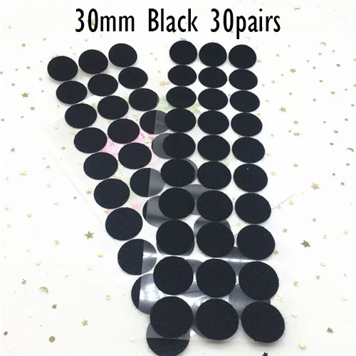 Black 30mm 30Pairs 10/15/20/25/30 мм самоклеящаяся крепежная лента на застежке-липучке, сильный клей Magic Стикеры белая дисковая черные монеты на застежке-липучке лента для домашнего Применение - Цвет: Black 30mm 30Pairs