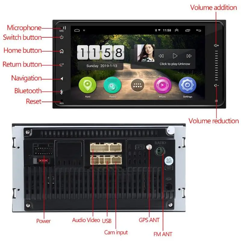 Автомобильный стерео Bluetooth gps Navi VODOOL 7 дюймов 2 DIN Android 8,1 USB MP5 плеер FM Радио Поддержка емкостный мультисенсорный Экран