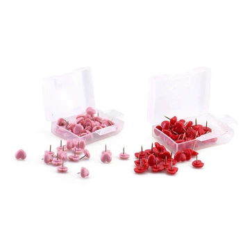 

100pcs Heart Shape Plastic Cork Board Safety Colored Push Pins Thumbtack - 50Pcs Pink & H50pcs Red