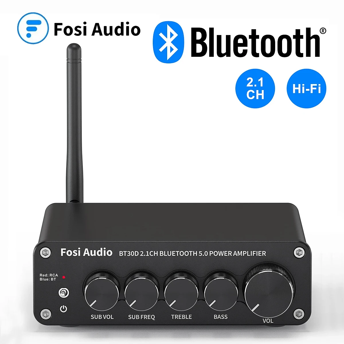 Усилитель мощности звука Fosi BT30D Bluetooth 2 1 каналов бас и высокие частоты усилитель