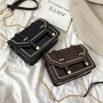 

Women's New Fashion Korean-Style Chain Messenger Bag Square Sling Bag Retro Simple Shoulder Bag