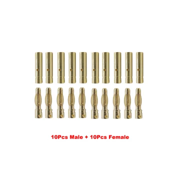 

20Pcs/10Pair Male Female Bullet Banana Plug Socket Adapter 2mm 3mm 3.5mm 4mm Gold Plated Banane Connector Kits for RC Battery