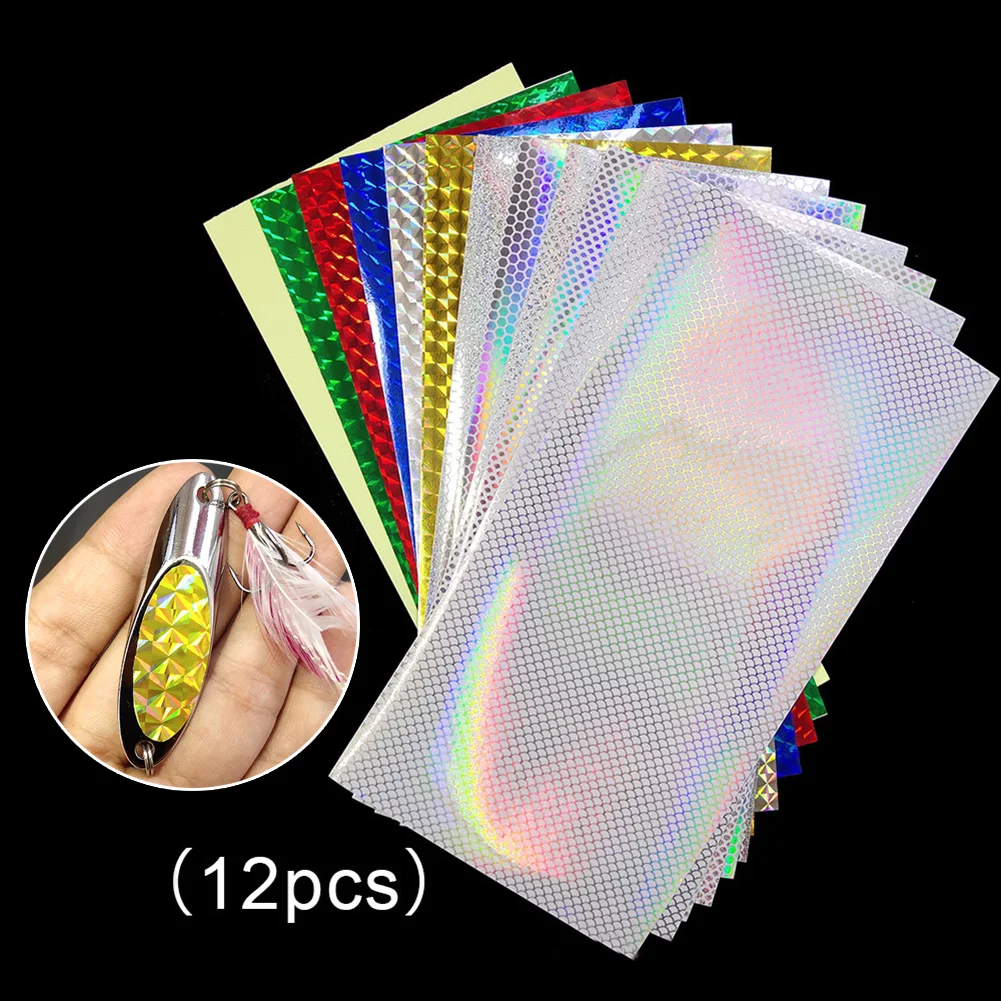 12pcs 20x10cm Lure Tape DIY Fish Reflective Holographic Bait Sticker  Transparent Fish Scale Square Laser Flash Sticker Fishing - AliExpress