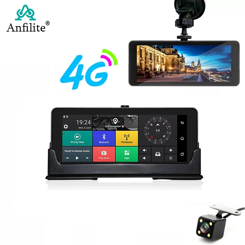 Автомобильный видеорегистратор Anfiite Android зеркало заднего вида 4G Bluetooth gps
