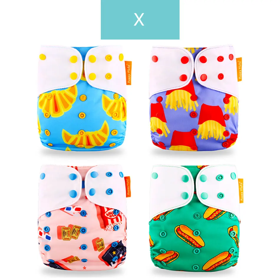 X only diaper Happyflute 4 шт./компл. моющиеся экологически чистые тканевые подгузники; регулируемый пеленки Многоразовые подгузники из ткани подходит 0-2years, на Возраст 3-15 кг для малышей - Цвет: X only diaper