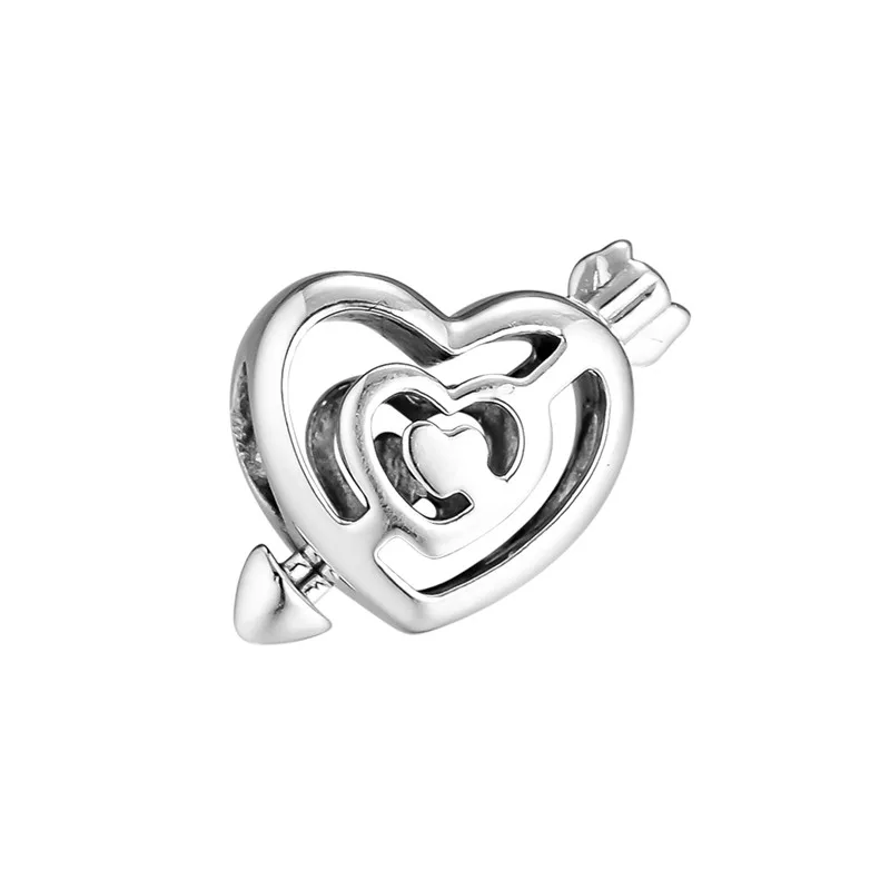 

2019 Cupid Love Arrow Heart Charm Beads for Jewelry Making Valentine Day Silver 925 Jewelry Vintage Beads For Charms Bracelets