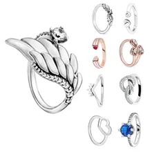 Новое поступление модные 925 пробы серебряные кольца Крылья ангела для женщин обручальные ювелирные изделия 27 стилей