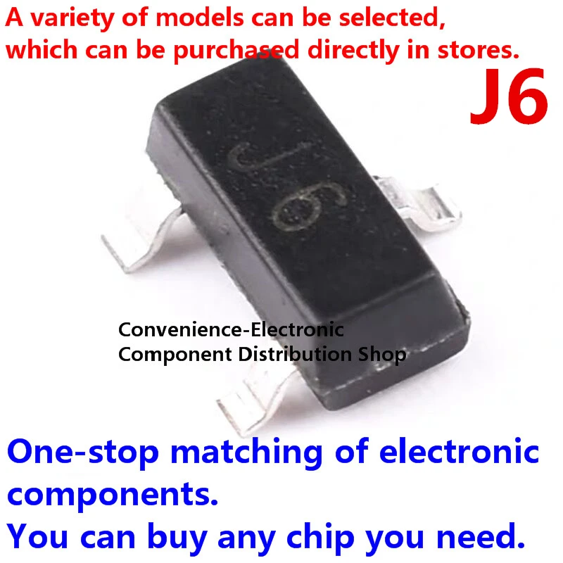 

100PCS/PACK MMBT9014 SMD S9014 screen printed J6 SOT-23 45V/100mA chip triode NPN low power transistor IC