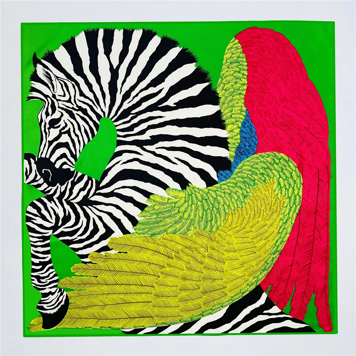 

53cm Luxury Brand Square Scarf Women 2020 Design Winged Zebra Silk Scarf Bandana Headband Fashion Hijab Neckerchief For Ladies