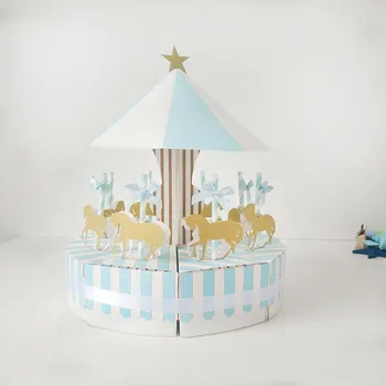 

1pcs Carousel Candy Boxes Romantic Stripe Gift Box For Valentine's Day Gift Wedding Birthday Party Decor Guest Gift Candy Box