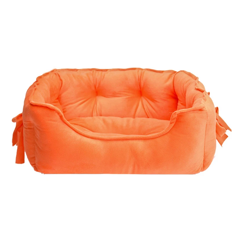 cloth style Orange Кровать для питомца собаки кошки щенка собаки кота джинсовый толстый прочный мат Мягкая флисовая кровать для кошки Уютная теплая кровать бант Принцесса собаки кровати яркие цвета - Цвет: cloth style Orange