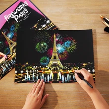 Картина с изображением Парижа/Лувра/Берлина/Флоранс, картина с царапинами, с черным покрытием, художественная картина с изображением ночного города, бумага для рисования, подарок для обучения детей