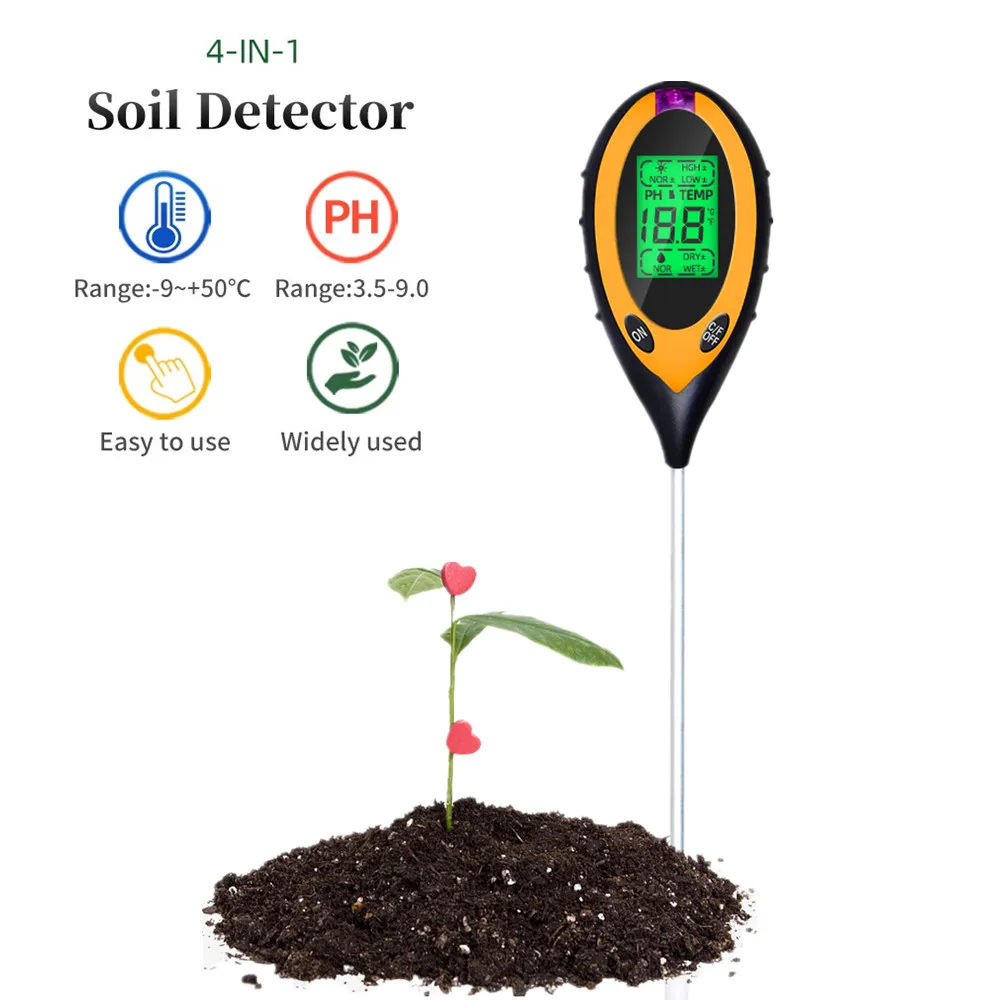 2 in1 /4 in 1 Soil Moisture PH Meter Acidity Humidity Tester Metal Sensor Probe 3~8ph Hygrometer for Planting Garden Garden Tool digital ph tester Measurement & Analysis Tools