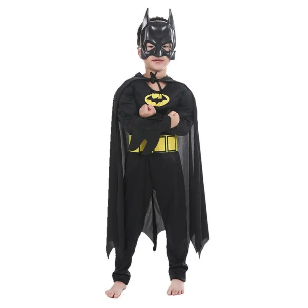 Костюм супергероя Бэтмена для мальчиков; детское платье на Хэллоуин; карнавальный плащ; вечерние маскарадные костюмы; одежда СУПЕРМЕНА для ролевых игр