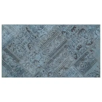 

Handmade Blue Vintage Overdyed Patchwork Area Rug 081x150 Cm-2'8''X4'11''