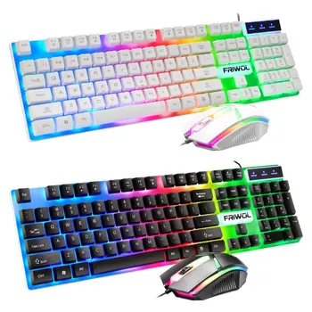 

Keyboard Mouse Set Game Wired Mouse Cool Colorful Backlit Keyboard Home Office