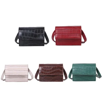 

Women Fashion Shoulder Handbag Solid Color PU Stone Leather Small Female Crossbody Bag Small Messenger Bags for Women