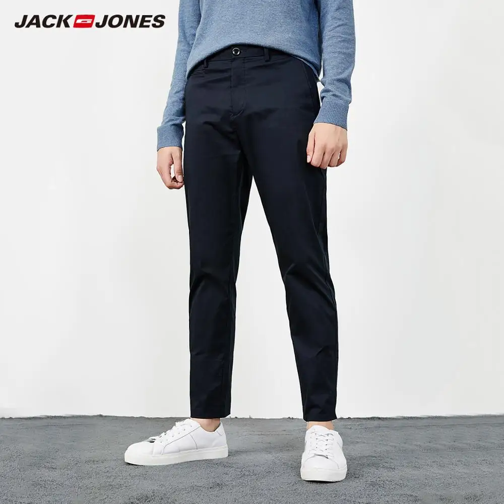Мужские брюки JackJones однотонного цвета с подкладом в рулонах деловые повседневные