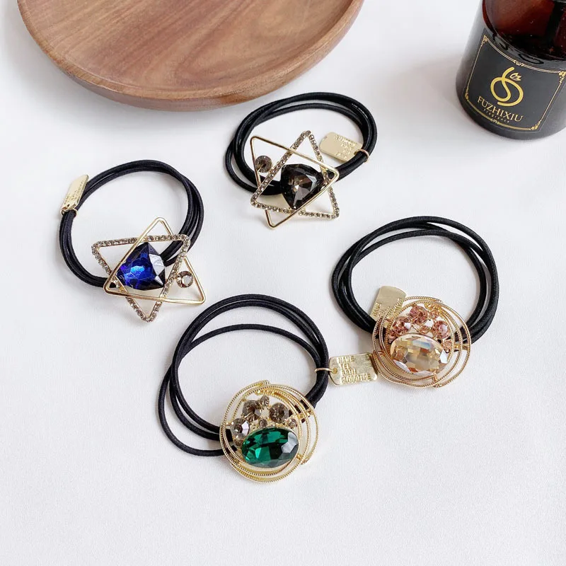 

Rhinestone Elastic Hair Accessories for Women Crystal Designer Scrunchies Pack Rope Young Girls Opaski Dla Dziewczynek Kawaii