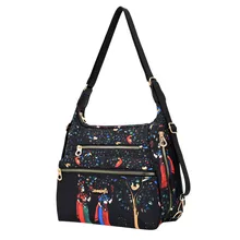 Женская Повседневная одноцветная Водонепроницаемая нейлоновая сумка-мессенджер, Женская Большая вместительная сумка через плечо с несколькими карманами