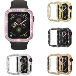 Женский Алмазный чехол для Apple Watch Series 4 40 мм 44 мм iWatch Защитный чехол Корпус для ПК