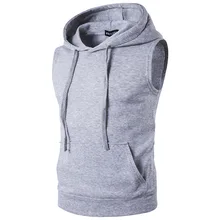Whatlees Spring New Products Men Hooded Pullover Pocket Vest Waistcoat M20