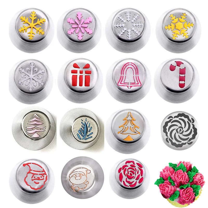 

8/13/15pcs Christmas Cake Decoration Cream Mouth Seamless One-piece Cream Mouth Set Cake Baking Tools