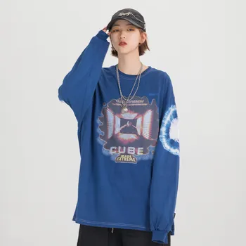 

2020 New Men High Street Hip Hop Long Sleeve T-shirt Male Women Couple Fashion Print Loose Casual Tees Shirts