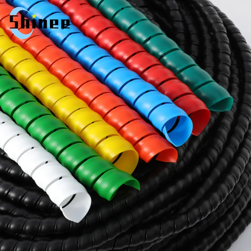 1/2/5Meters 8mm 10mm Line Organizer Pipe Protection Flexible Spiral Wrap Winding Cable Wire Protector Cable Sleeve Cover Tube 35mm wide insulated braided sleeve pet expandable high density cable protection wire wrap gland sheating diy line cover colorful