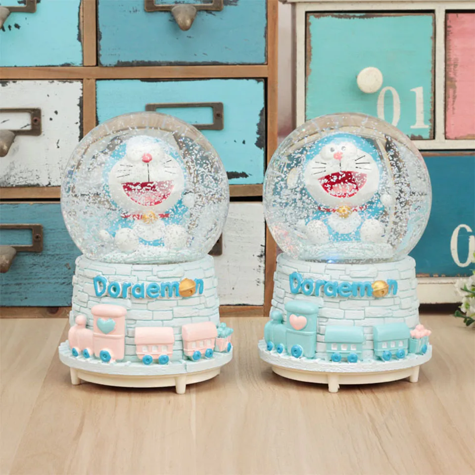 Doraemon креативная Снежинка Хрустальный шар синяя жирная музыкальная шкатулка в виде хрустального шара украшение из смолы студенческий подарок
