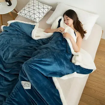 

Super Soft Raschel blanket thick coral fleece Shaggy Fur Plush Double-sided Blanket Coral Blanket Warm for bed Pink Coffee Grey