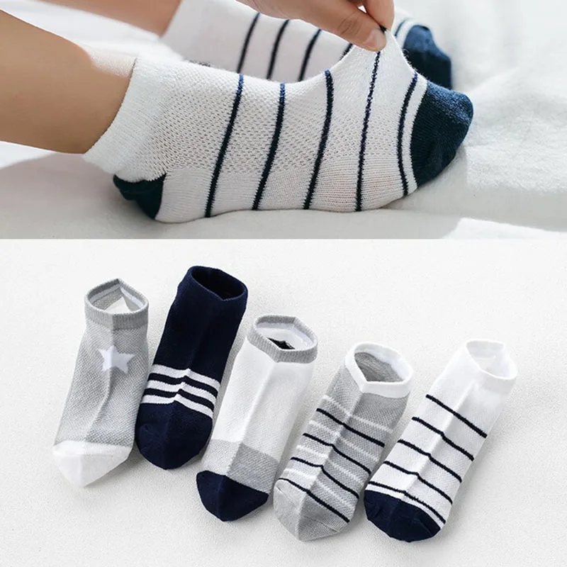 5 Pairs Kids Socks Boys Soft Sports Autumn Summer School Children Striped Fashion Breathable for Elastic Sock Socks Sock Spring - Цвет: as picture9