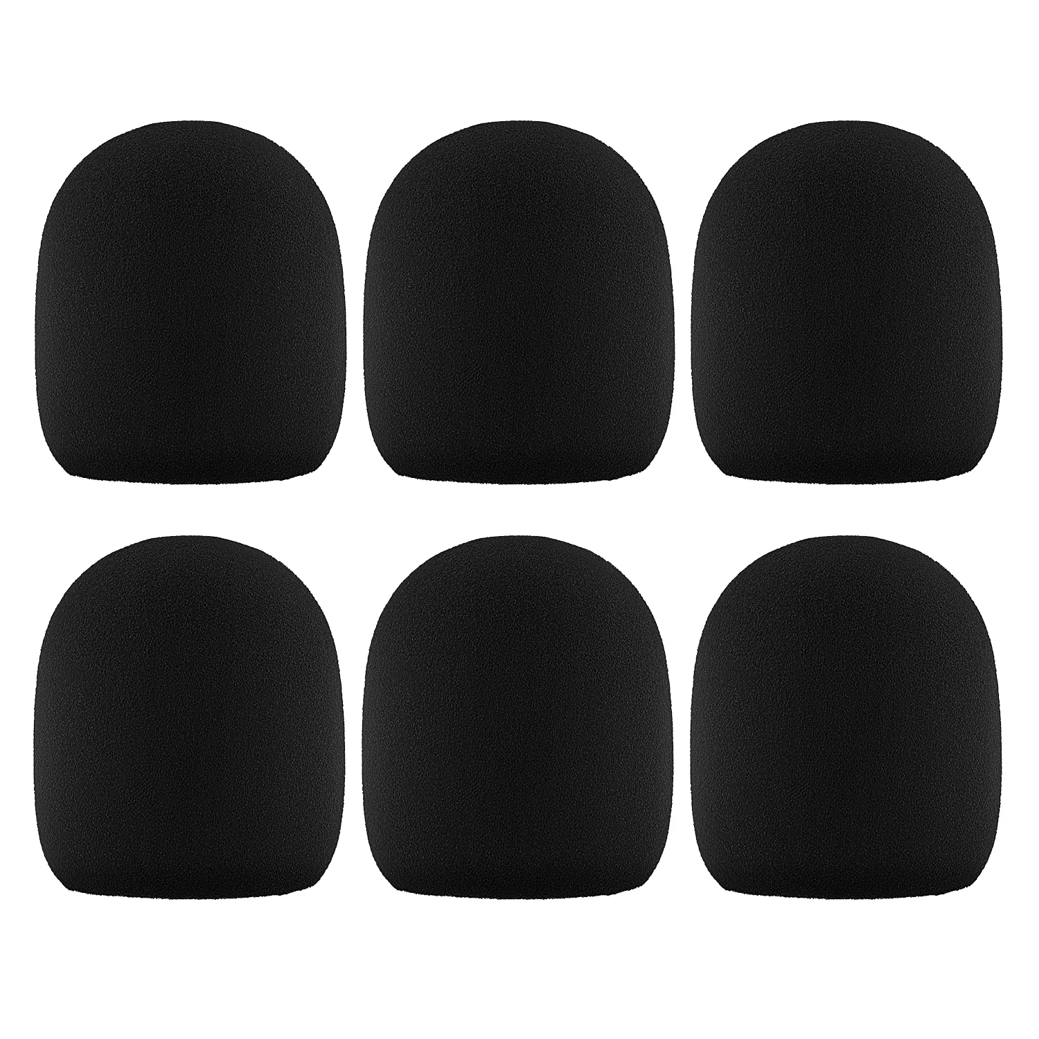 

6-Pack Top Grade Microphone Foam Thicken Mic Cover Sponge Studio Windscreen Protective Grill Shield Dustproof Windproof Black