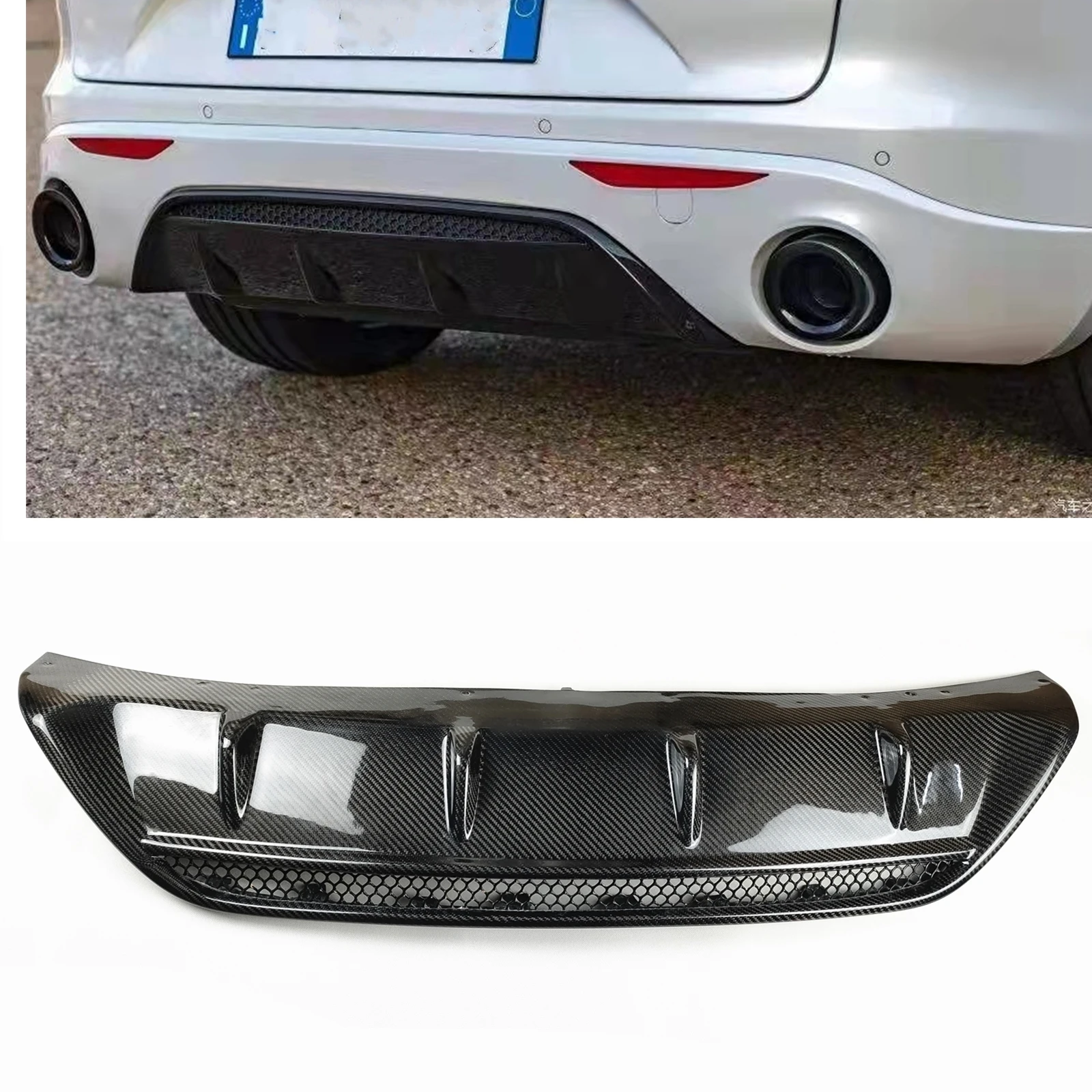 Real Carbon Fiber Rear Bumper Diffuser Guard Lip For Alfa Romeo Stelvio