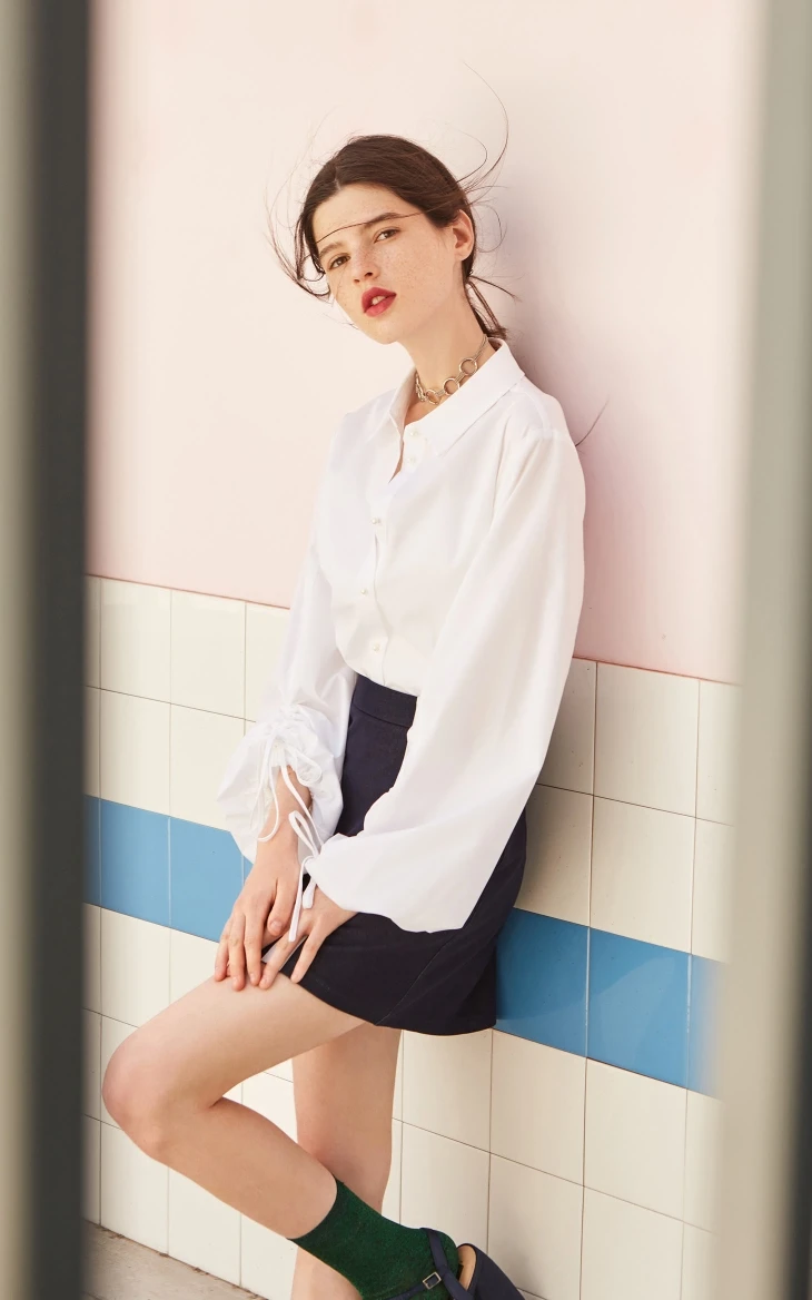 Vero Moda женская OL стиль чисто шнурок рукав рубашка | 318305502