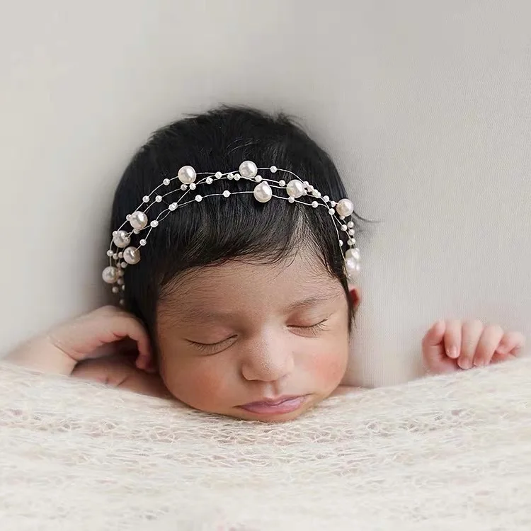Newborn Photography Props  Baby Girl Headbands Pearl Hair Accessories Headwear 2