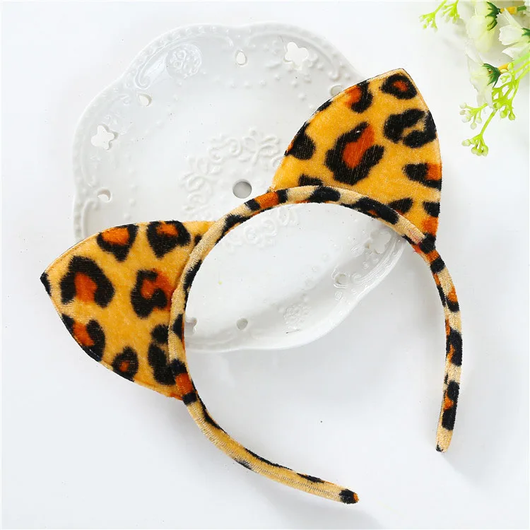 New Short Plush Tiger Leopard Cat Ear Headband Cute Women Girls Kids Party Festival Fantastic Hair Accessories Hair Band elastic headbands for women Hair Accessories