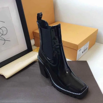 

Women Chunky Heel Ankle Boots Woman Shoes Brand Designer High Heels Chelsea Boots Female Platform Boots Lady Fashion Short Boots