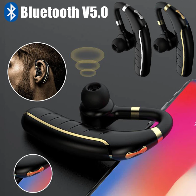 Kowkaka Bluetooth 5 0 Wireless Earphones Stereo Ear Hook Sports Headphones Business Driving Handsfree With Mic for iphone Xiaomi