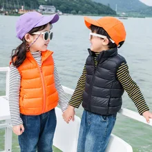 National Standard 90 Cloth CHILDREN'S down Jacket Waistcoat Fall And Winter Clothes New Style Thin BOY'S Girls Big Boy Vest
