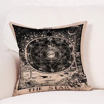

Divination Star Moon Sun Linen Pillow Cover Cushion Home Decoration